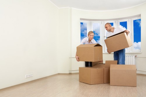 Boxes and furniture ready for a local house move in Wandsworth