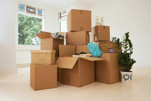 Packed boxes and furniture prepared for storage in Wandsworth