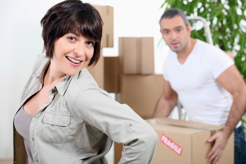 Packed boxes and furniture prepared for mobile storage collection in Wandsworth